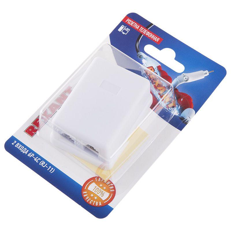 Розетка телефонная 2-м ОП RJ11 (6P4C) Rexant 06-0101-B